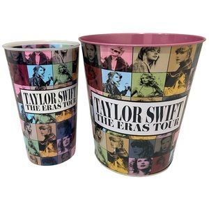 Taylor Swift Eras Tour Pink Popcorn Tin and Large Size Plastic Cup 💕